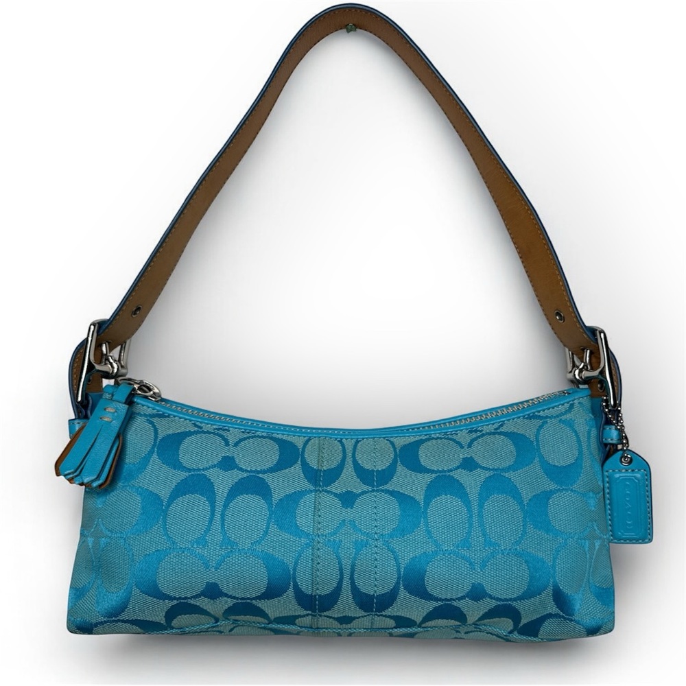 Coach vintage Y2K Azure Blue Hamptons Signature Canvas Demi Baguette Handbag